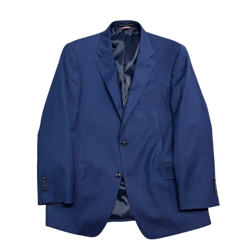 Tommy Hilfiger 42S 40x29 Navy Blue 2pc Pant Suit Stretch Wool Flat Front Mens